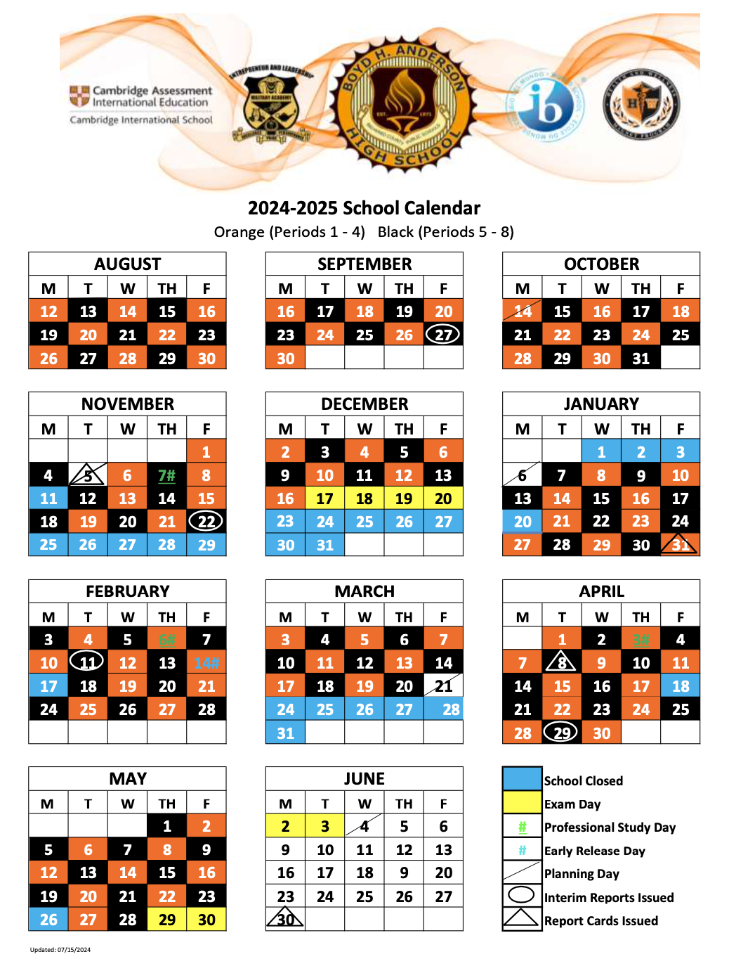  Black and Orange Calendar